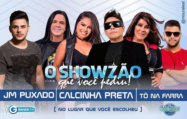 Mega Show com Calcinha Preta, JM Puxado e Tô na Farra acontece nesta sexta em Picos