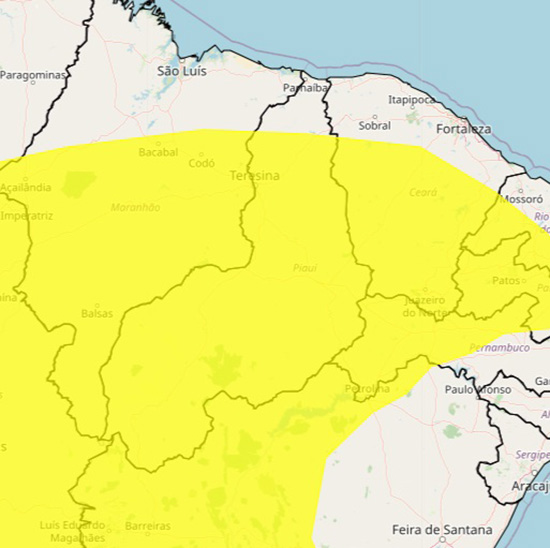 Inmet emite alerta amarelo para baixa umidade em 204 municípios do Piauí