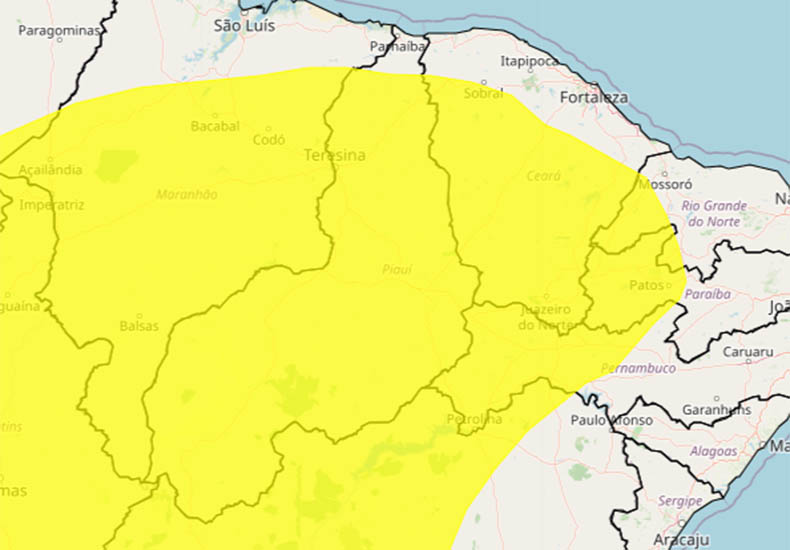 Inmet emite alerta laranja e amarelo de baixa umidade em 216 municípios do Piauí; confira
