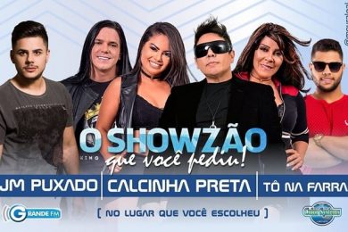 Mega Show com Calcinha Preta, JM Puxado e Tô na Farra acontece nesta sexta em Picos