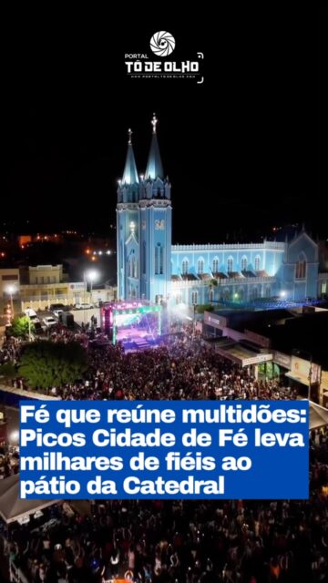 A 4ª edição do Picos Cidade de Fé foi realizada na noite deste sábado (8), reunindo milhares de fiéis no pátio da Catedral de Nossa Senhora dos Remédios, em Picos. O evento integrou a programação dos festejos em homenagem à padroeira do município, que celebra 176 anos de devoção.

A programação foi marcada por momentos de fé, louvor e confraternização, reunindo a comunidade picoense e visitantes em uma noite de celebração religiosa. O evento contou ainda com apresentações de Ana Clara Rocha e Ítalo Poeta, que animaram o público.

Presente na programação, o prefeito de Picos, Pablo Santos, destacou a importância da fé para as famílias e ressaltou o significado da celebração para o município.

O prefeito também ressaltou a alegria de participar do momento ao lado da comunidade e desejou bênçãos para o futuro de Picos.

Realizado pelo município, o Picos Cidade de Fé vem se consolidando como um dos momentos de destaque dos festejos de Nossa Senhora dos Remédios, fortalecendo a tradição religiosa e proporcionando um grande encontro de fé para milhares de pessoas no coração da cidade.

Siga: @portaltodeolho