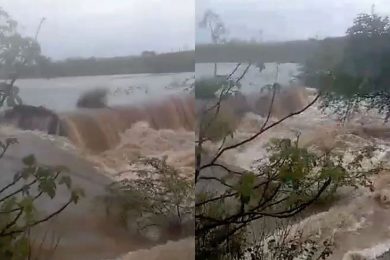Açude em Fronteiras rompe sangradouro devido às fortes chuvas no Piauí