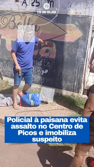 Um policial à paisana evitou um assalto na manhã deste sábado (04), no Centro de Picos, nas proximidades da Escola Normal Oficial.

De acordo com informações de pessoas que presenciaram a ocorrência, um homem armado com uma faca tentou assaltar uma mulher. Ao perceber a ação criminosa, o policial interveio imediatamente.

Utilizando sua arma de fogo, o agente conseguiu conter e imobilizar o suspeito, mantendo a situação sob controle até a chegada das autoridades competentes.

Um vídeo que circula nas redes sociais mostra o momento em que o suspeito é imobilizado pelo policial, enquanto populares acompanham a ocorrência.

Apesar do susto, ninguém ficou ferido. O suspeito foi detido e encaminhado para os procedimentos legais.

Siga: @portaltodeolho