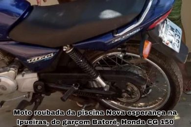 Moto de garçom é roubada em clube do bairro Ipueiras