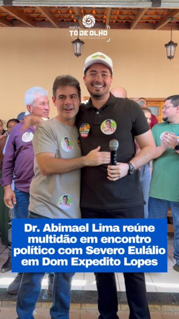 O prefeito de Dom Expedito Lopes, Dr. Abimael Lima, realizou na manhã deste domingo (23) uma reunião política para recepcionar o deputado estadual e presidente da Assembleia Legislativa do Piauí, Severo Eulálio, que concorre à reeleição.

O encontro aconteceu na residência do prefeito, localizada no povoado Buriti Grande, e reuniu autoridades municipais, lideranças políticas, apoiadores e moradores de diversas localidades. O espaço ficou lotado com centenas de participantes, que acompanharam os discursos das lideranças e do deputado Severo Eulálio.

Durante sua fala, Severo Eulálio agradeceu a recepção e destacou a parceria com o prefeito Dr. Abimael Lima e com o município de Dom Expedito Lopes. Segundo o parlamentar, a parceria tem resultado na chegada de obras e investimentos para a população.

Severo também destacou ações realizadas no município, como obras de asfaltamento, calçamento e a construção do estádio, além da parceria com o governador Rafael Fonteles.

O prefeito Dr. Abimael Lima também ressaltou a presença da população e reafirmou seu apoio à candidatura de Severo Eulálio. Para o gestor, o deputado foi responsável por importantes recursos e investimentos destinados ao município.

Ao final, Dr. Abimael reforçou que seguirá ao lado de Severo Eulálio e do governador Rafael Fonteles nas eleições de 4 de outubro.

Siga: @portaltodeolho 
Matéria completa acesse: www.portaltodeolho.com
