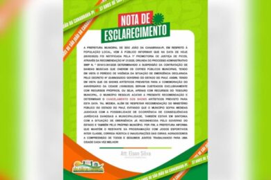 Prefeitura de São João da Canabrava cancela shows do aniversário da cidade após recomendação do Ministério Público