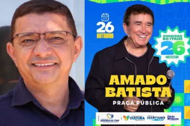 Prefeito Marciano Macedo anuncia Amado Batista como atração do aniversário de 26 anos de Aroeiras do Itaim