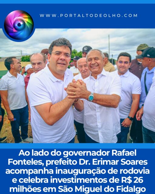 O prefeito de São Miguel do Fidalgo, Dr. Erimar Soares, esteve ao lado do governador Rafael Fonteles, neste sábado (27), durante a inauguração da recuperação da rodovia estadual PI-241, no trecho que liga a sede do município ao Povoado 40, no entroncamento com a PI-143. A obra representa um importante avanço para a infraestrutura da região e reforça a parceria entre a Prefeitura e o Governo do Estado.

Executada pelo Departamento de Estradas de Rodagem do Piauí (DER), a recuperação da rodovia contemplou 45 quilômetros de extensão, com investimento de R$ 9,2 milhões, garantindo mais segurança, mobilidade e melhores condições de tráfego para moradores, produtores rurais e motoristas.

Durante a solenidade, o governador Rafael Fonteles destacou os investimentos realizados em São Miguel do Fidalgo e ressaltou que o município está entre os beneficiados pelo amplo programa de recuperação da malha rodoviária estadual.

“Estamos fazendo um grande esforço para chegar a 100% da malha rodoviária no padrão ouro deste Governo. Só em São Miguel do Fidalgo são três importantes trechos, totalizando R$ 26 milhões em investimentos”, afirmou o governador.

Ao acompanhar a inauguração, o prefeito Dr. Erimar destacou que a parceria com o Governo do Estado tem sido fundamental para garantir obras estruturantes que transformam a realidade da população.

“Esses investimentos representam mais desenvolvimento, segurança e qualidade de vida para o nosso povo. A recuperação das rodovias facilita o deslocamento, fortalece o escoamento da produção rural e impulsiona a economia do município. Seguiremos trabalhando em parceria para trazer ainda mais conquistas para São Miguel do Fidalgo”, afirmou o prefeito.

Além da PI-241, o município também foi contemplado com a recuperação dos trechos que ligam São Miguel do Fidalgo a Paes Landim e São Miguel do Fidalgo a São José do Peixe, somando aproximadamente 96 quilômetros de rodovias restauradas.

O diretor-geral do DER, Leonardo Sobral, ressaltou que as três principais rodovias que conectam o município às cidades vizinhas foram totalmente recuperadas, atendendo a uma antiga reivindicação da população e da gestão municipal.

Siga: @portaltodeolho