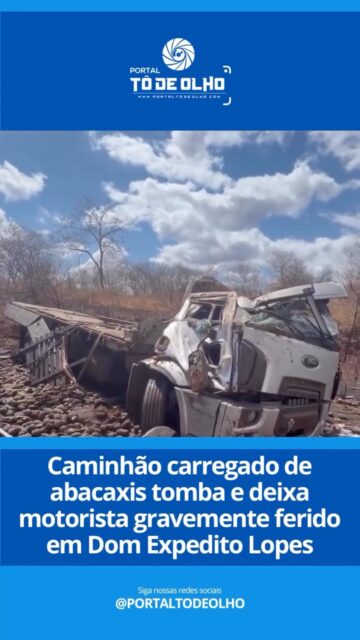 Um caminhão carregado de abacaxis tombou na manhã desta quinta-feira (09) na BR-316, no trecho conhecido como Ladeira de Gaturiano, no município de Dom Expedito Lopes.

Segundo informações preliminares, o veículo havia saído do estado do Maranhão e seguia com destino à cidade de Petrolina, em Pernambuco, quando ocorreu o acidente.

Com o impacto do tombamento, o motorista, que ainda não teve a identidade divulgada, sofreu ferimentos graves. Ele foi socorrido por uma equipe do Serviço de Atendimento Móvel de Urgência (SAMU) e encaminhado ao Hospital Regional Justino Luz, em Picos, para receber atendimento médico.

As circunstâncias que provocaram o acidente ainda serão apuradas. Até o momento, não há informações sobre o estado de saúde atualizado da vítima nem sobre as possíveis causas do tombamento.

Siga: @portaltodeolho