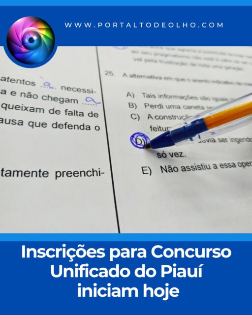 As inscrições para o Concurso Público Unificado do Piauí serão abertas nesta terça-feira (7). O certame reúne vagas para diferentes órgãos da administração estadual, com 200 vagas para nomeação imediata, além de cadastro de reserva, distribuídas entre diversas secretarias e autarquias estaduais.

Com organização da banca IDECAN, as inscrições poderão ser realizadas até 6 de agosto, mediante pagamento de taxa de R$ 160. O prazo final para pagamento da inscrição será 7 de agosto.

Os cargos abrangem os níveis médio e superior, com salários iniciais que variam de R$ 3.000,12 a R$ 13.536,01. O edital também prevê reserva de 10% das vagas para pessoas com deficiência e de 25% para candidatos pretos e pardos, conforme a legislação estadual.

As vagas serão destinadas à Agência de Defesa Agropecuária do Estado do Piauí (Adapi); Secretaria da Assistência Técnica e Defesa Agropecuária (Sada); Secretaria da Agricultura Familiar (SAF); Secretaria da Assistência Social (Sasc); Agência de Regulação dos Serviços Públicos Delegados do Estado do Piauí (Agrespi), TV Antares, Departamento Estadual de Trânsito (Detran) e Secretaria de Estado do Planejamento (Seplan), por meio de editais específicos.

O certame será composto por prova objetiva, aplicada nos dias 12 e 13 de setembro e prova discursiva para todos os cargos. Os candidatos aos cargos da Sada e da SAF também passarão por curso de formação.

As provas serão aplicadas nas cidades de Teresina, Parnaíba, Picos e Floriano. O concurso terá validade de dois anos, podendo ser prorrogado uma única vez por igual período.

Edital completo acesse: www.portaltodeolho.com
Link na Bio e nos storys!