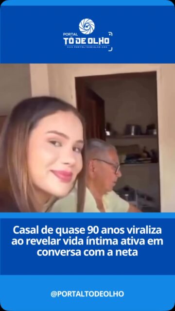 Um vídeo publicado pela jovem Leyla Arrais, conhecida nas redes sociais pelo perfil @leyla_arrais, tem conquistado milhares de visualizações e gerado grande repercussão na internet. O motivo foi uma conversa descontraída e repleta de bom humor entre a influenciadora e seus avós.

Durante o bate-papo, o casal de idosos, que está na faixa dos quase 90 anos de idade, respondeu às perguntas da neta com muita espontaneidade e surpreendeu os internautas ao revelar que mantém uma vida sexual ativa.

A sinceridade e o bom humor dos avós arrancaram risadas dos seguidores e renderam uma enxurrada de comentários nas redes sociais. Muitos usuários elogiaram a cumplicidade do casal e destacaram que o vídeo contribui para quebrar tabus relacionados à sexualidade na terceira idade.

Siga: @portaltodeolho
