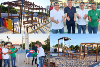 Praça é inaugurada e transforma antigo lixão em área de lazer no bairro Emaús
